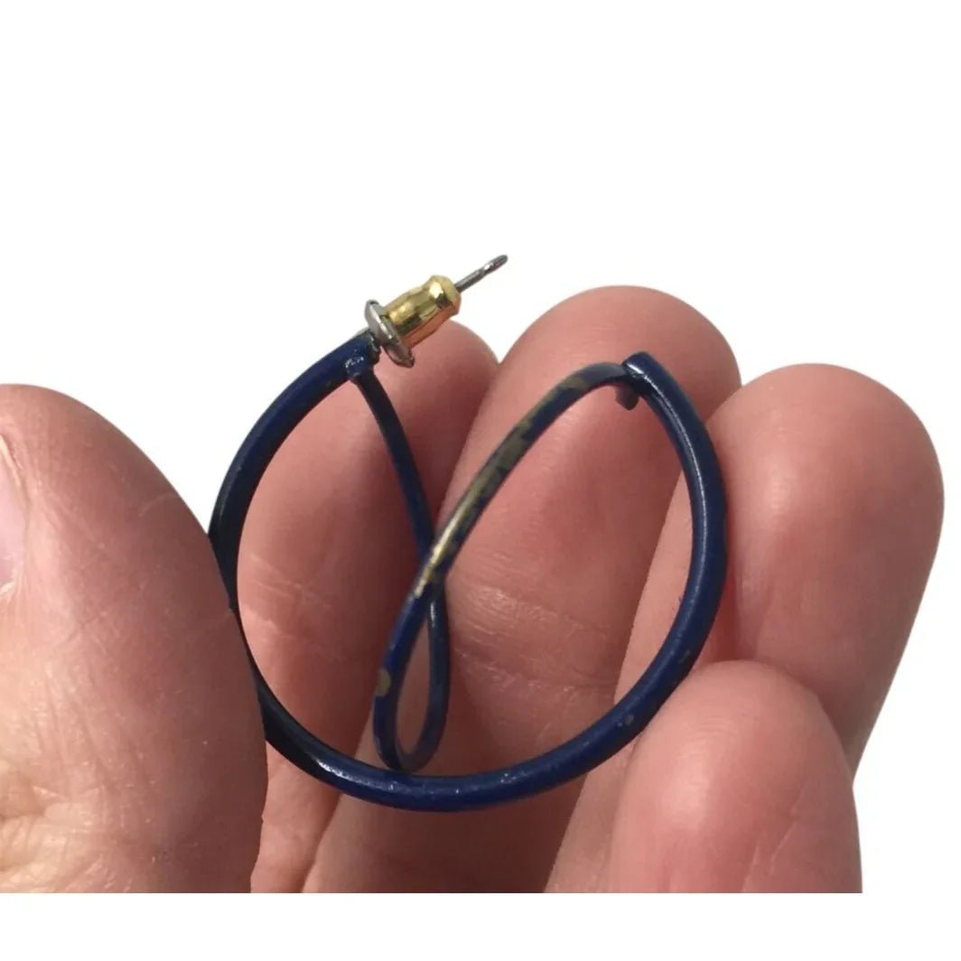Women's Navy Blue Hoop Earrings - A+ Stuff - Earrings - A+ Stuff