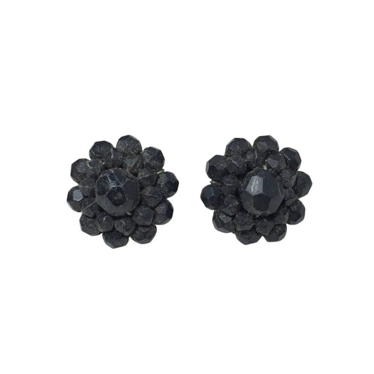 Women's Navy Blue/Black Cluster Bead Clip On Earrings - A+ Stuff - Earrings - A+ Stuff
