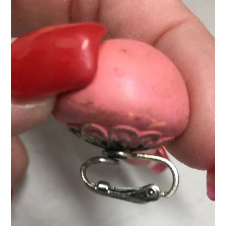 Women's Pink and Silver tone Round Clip On Earrings - A+ Stuff - Earrings - A+ Stuff