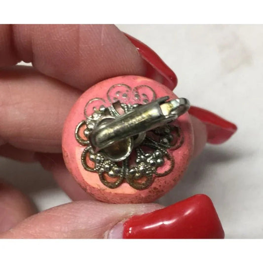 Women's Pink and Silver tone Round Clip On Earrings - A+ Stuff - Earrings - A+ Stuff