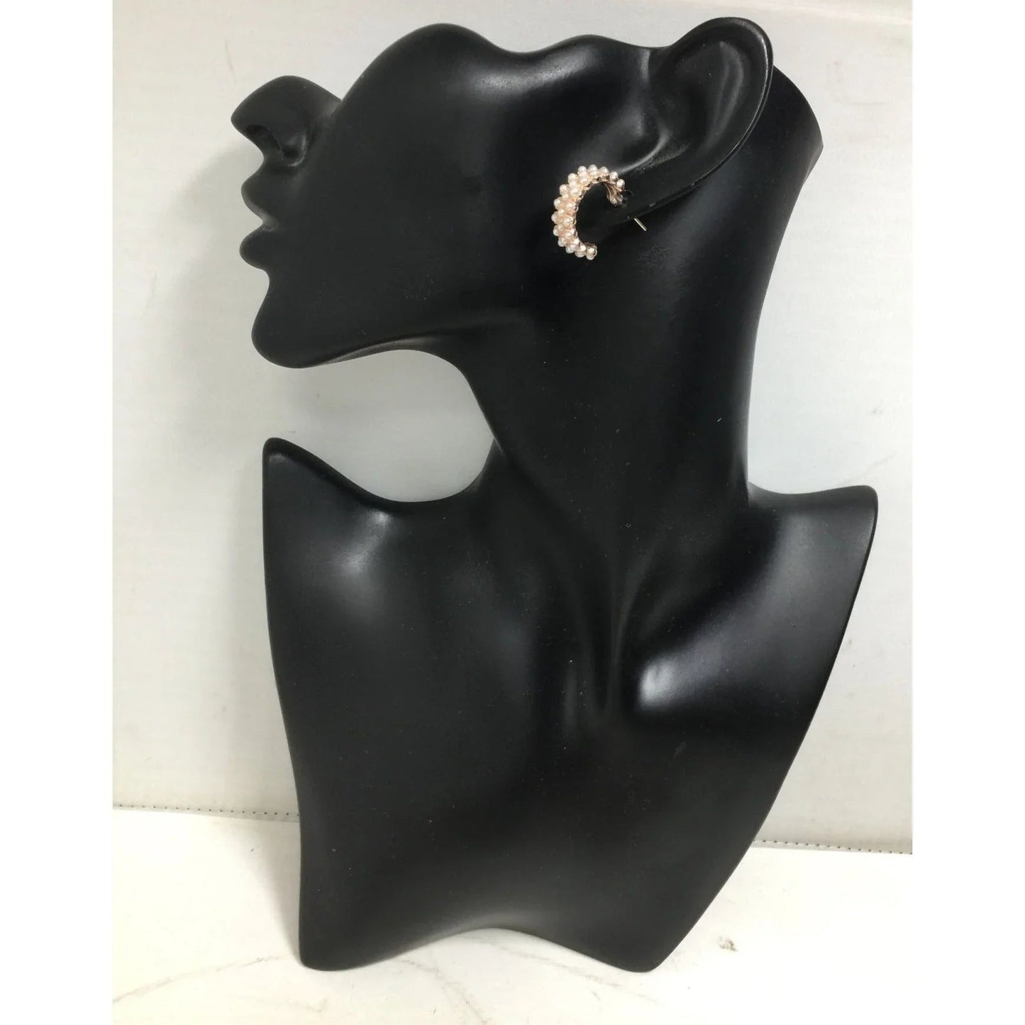 Women's Rose Gold Hoop Earrings with White Faux Pearl/Beads (Like new) - A+ Stuff - Earrings - A+ Stuff