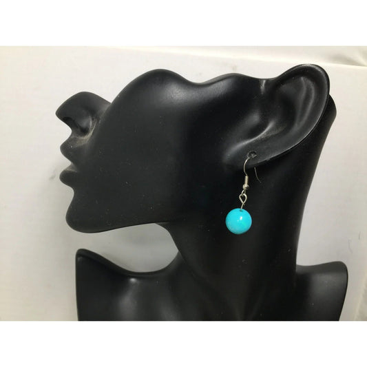 Women's Round Blue and Silver Tone Dangle Earrings - A+ Stuff - Earrings - A+ Stuff
