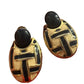 Women's Round Gold tone Dangle Earrings with Navy blue and White stripes - A+ Stuff - Earrings - A+ Stuff