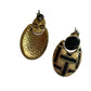 Women's Round Gold tone Dangle Earrings with Navy blue and White stripes - A+ Stuff - Earrings - A+ Stuff