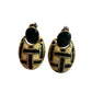 Women's Round Gold tone Dangle Earrings with Navy blue and White stripes - A+ Stuff - Earrings - A+ Stuff