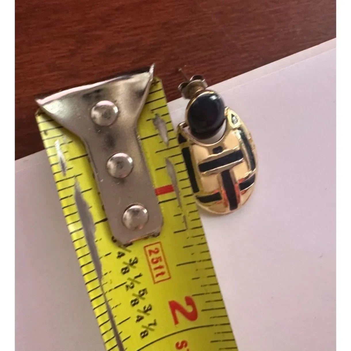 Women's Round Gold tone Dangle Earrings with Navy blue and White stripes - A+ Stuff - Earrings - A+ Stuff