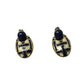 Women's Round Gold tone Dangle Earrings with Navy blue and White stripes - A+ Stuff - Earrings - A+ Stuff
