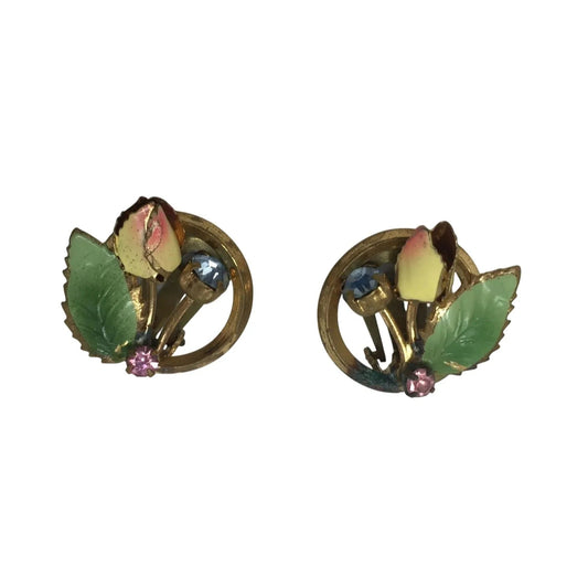Women's Round Gold Tone Flower Clip on Earrings - A+ Stuff - Earrings - A+ Stuff