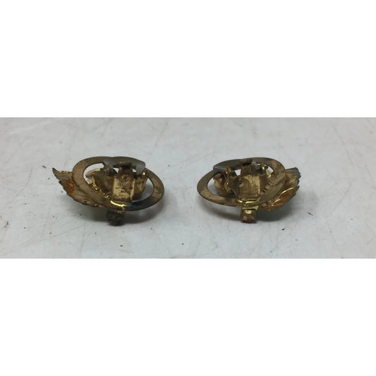 Women's Round Gold Tone Flower Clip on Earrings - A+ Stuff - Earrings - A+ Stuff