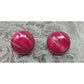 Women's Round Red Dome Button Earrings with Gold Brush Stroke Design - A+ Stuff - Earrings - A+ Stuff