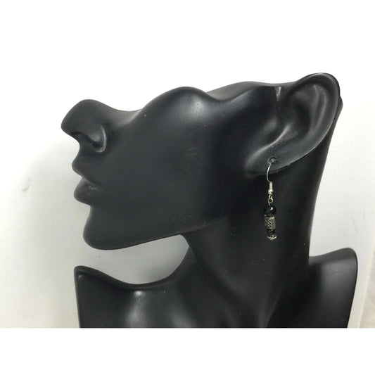 Women's Silver and Black Dangle Earrings - A+ Stuff - Earrings - A+ Stuff