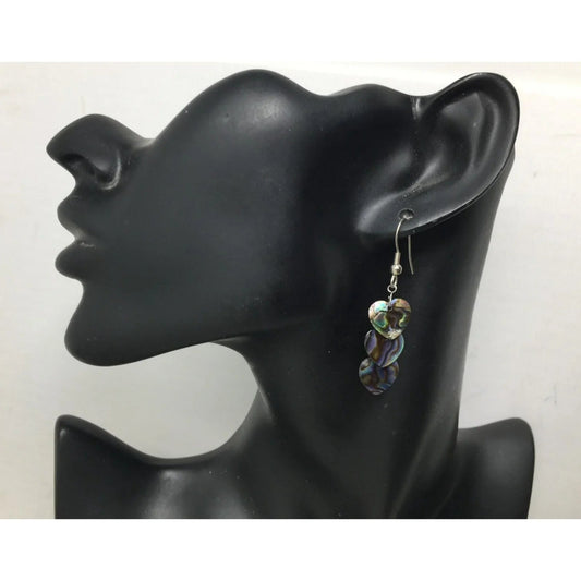 Women's Silver and Iridescent Dangle Heart Earrings - A+ Stuff - earrings - A+ Stuff