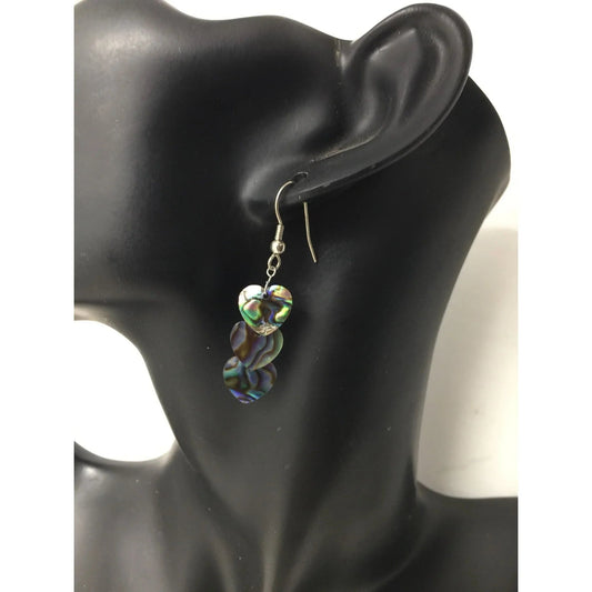 Women's Silver and Iridescent Dangle Heart Earrings - A+ Stuff - earrings - A+ Stuff