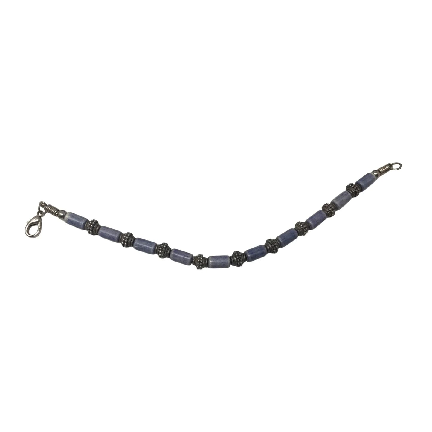 Women's Silver tone Bracelet with Blue and Silver Beads - A+ Stuff - bracelet - A+ Stuff