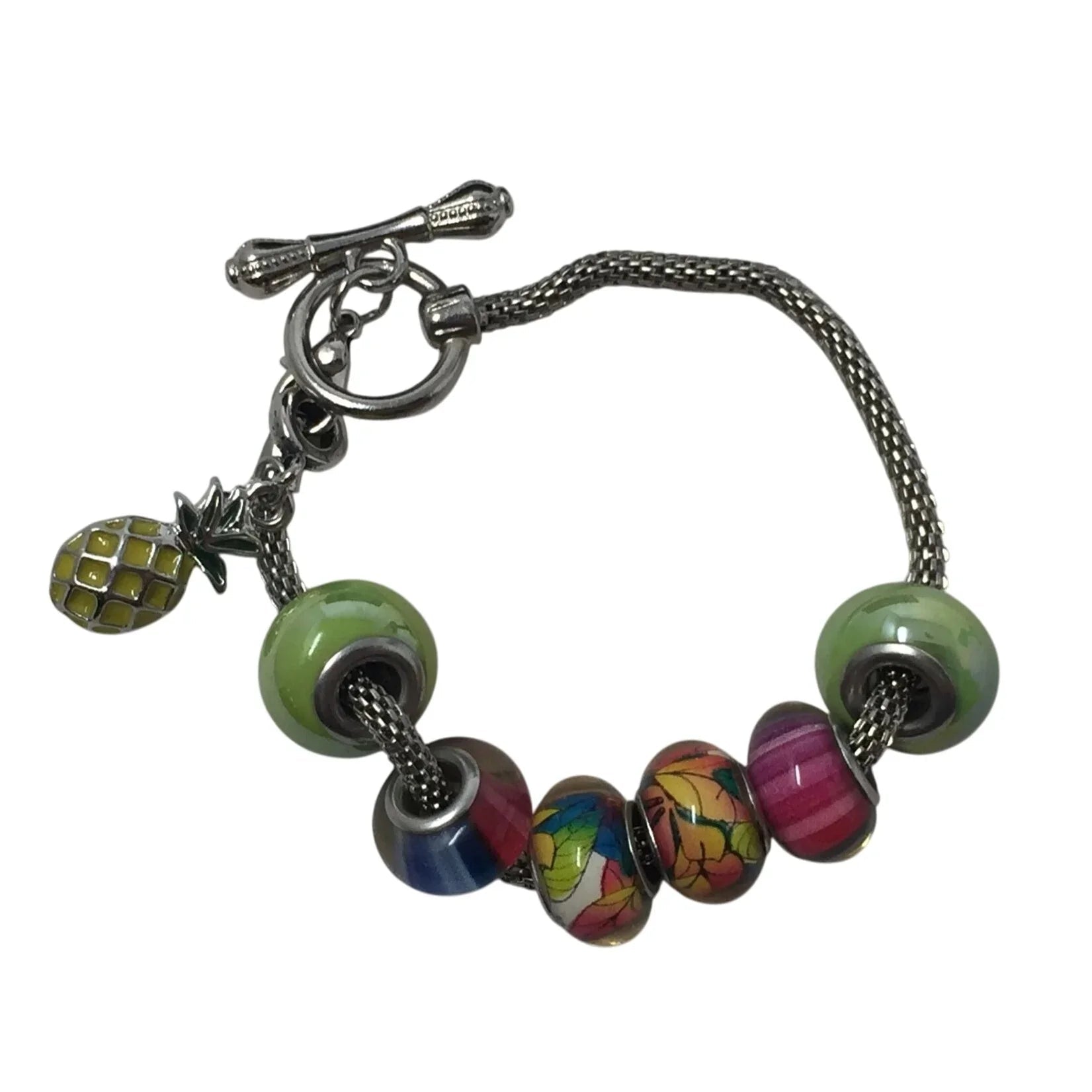 Women's Silver Tone Bracelet with Colorful Charms - A+ Stuff - Bracelet - A+ Stuff