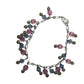 Women's Silver Tone Bracelet with Pink and Blue Hanging Gemstones/Beads - A+ Stuff - Bracelet - A+ Stuff