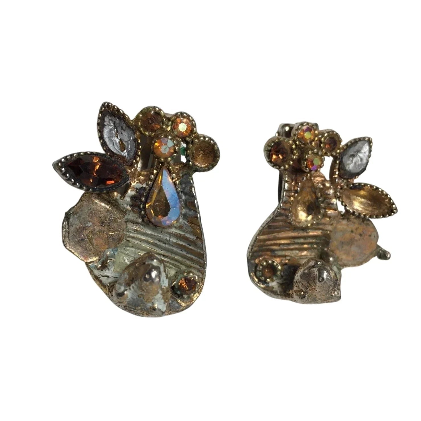 Women's Silver Tone Clip On Earrings with Multi - Colored Gemstones/Rhinestones - A+ Stuff - Jewelry - A+ Stuff