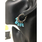 Women's Silver Tone Hoops Earrings with Blue Gemstones on them - A+ Stuff - Earrings - A+ Stuff