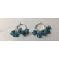 Women's Silver Tone Hoops Earrings with Blue Gemstones on them - A+ Stuff - Earrings - A+ Stuff