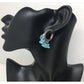 Women's Silver Tone Hoops Earrings with Blue Gemstones on them - A+ Stuff - Earrings - A+ Stuff
