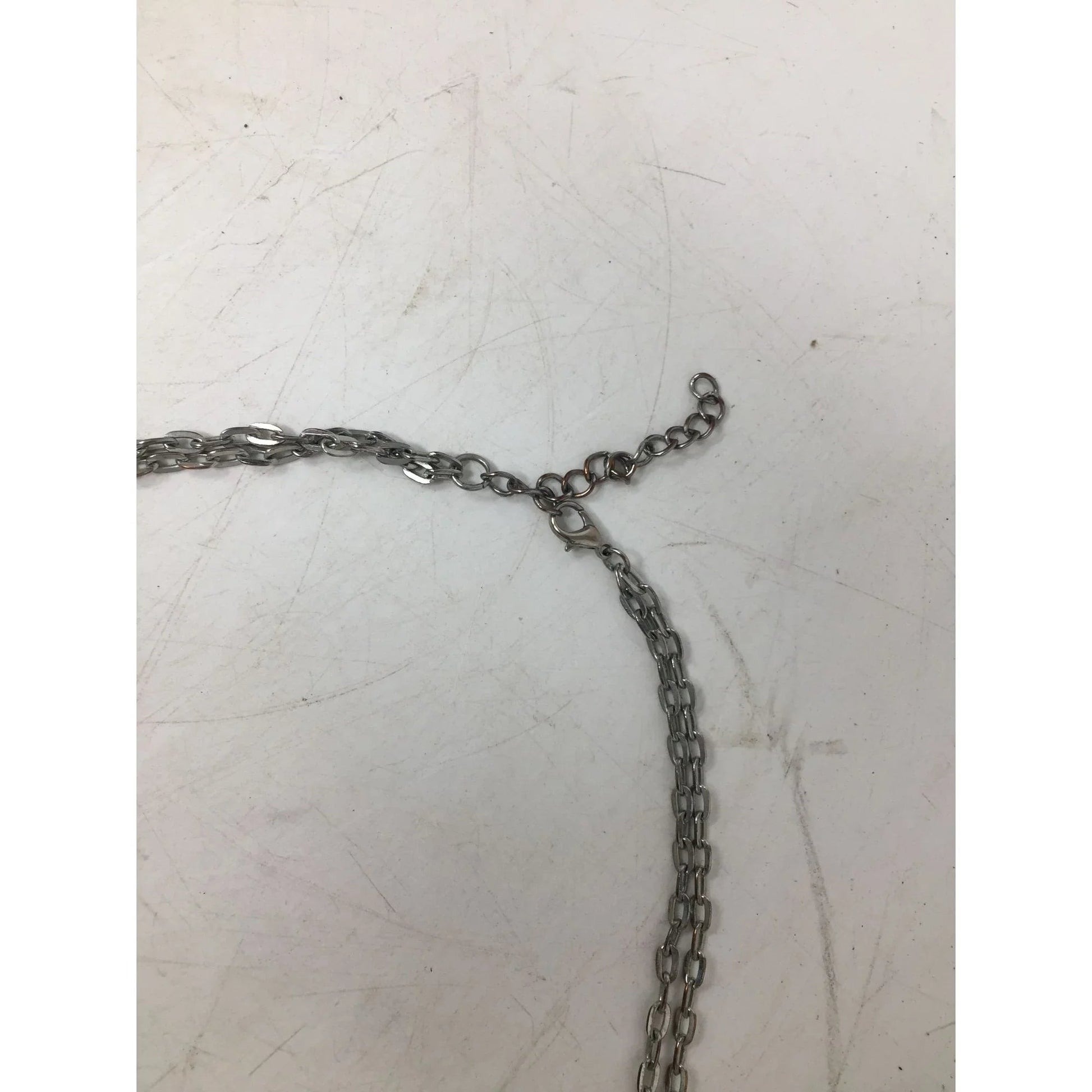 Women's Silver Tone Multi Chain Necklace with Circles - A+ Stuff - Necklace - A+ Stuff
