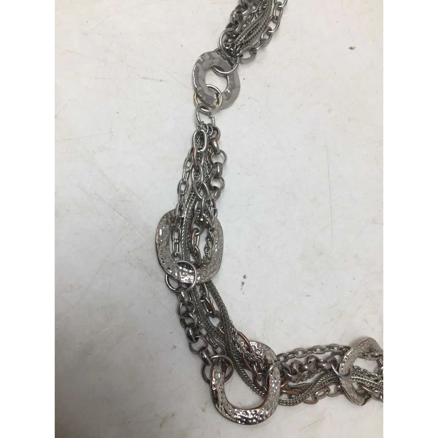 Women's Silver Tone Multi Chain Necklace with Circles - A+ Stuff - Necklace - A+ Stuff