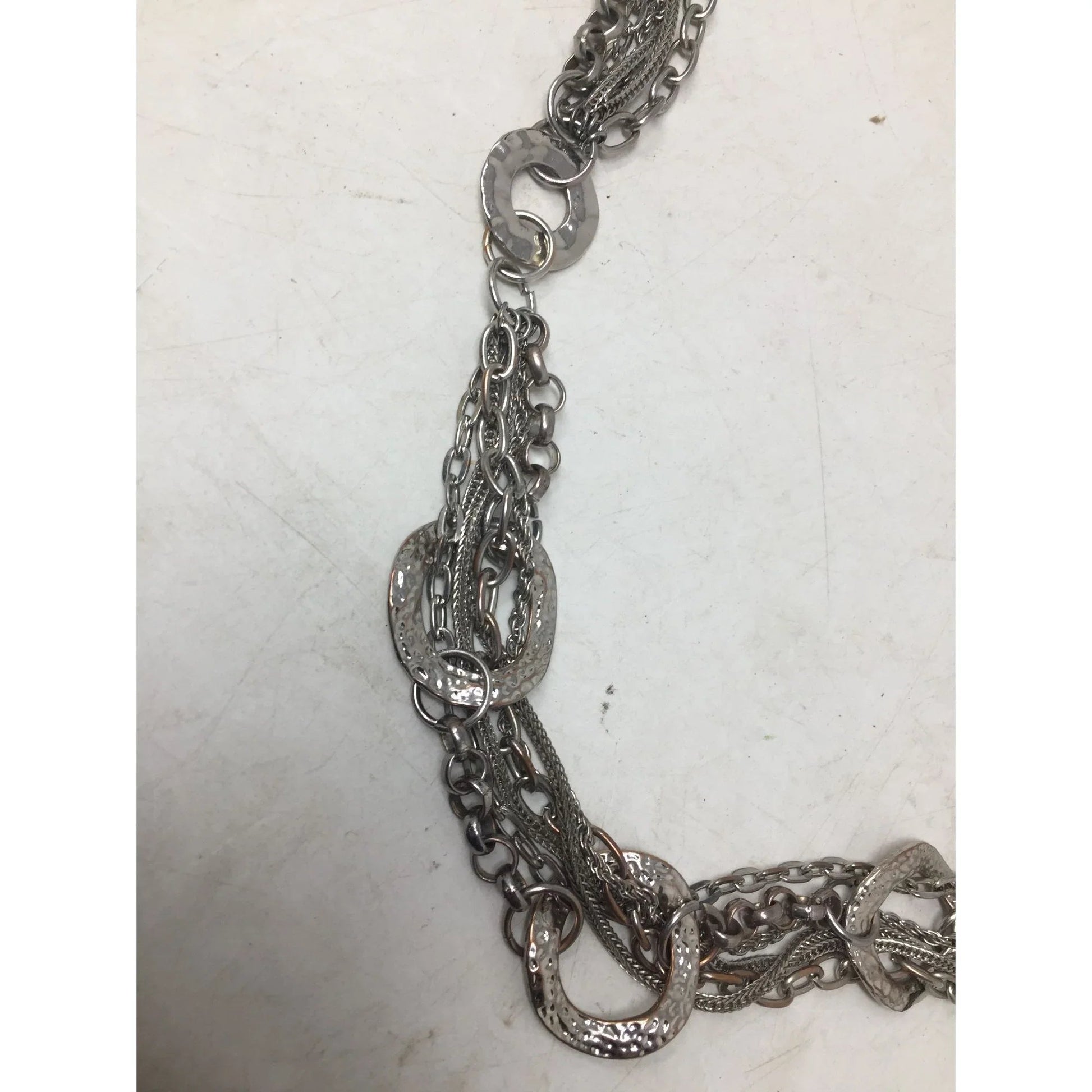 Women's Silver Tone Multi Chain Necklace with Circles - A+ Stuff - Necklace - A+ Stuff