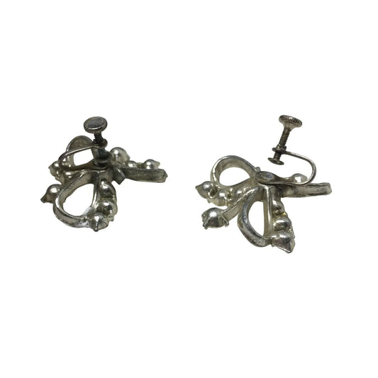 Women's Silver Tone Screw Back Earrings with Rhinestones - A+ Stuff - earrings - A+ Stuff