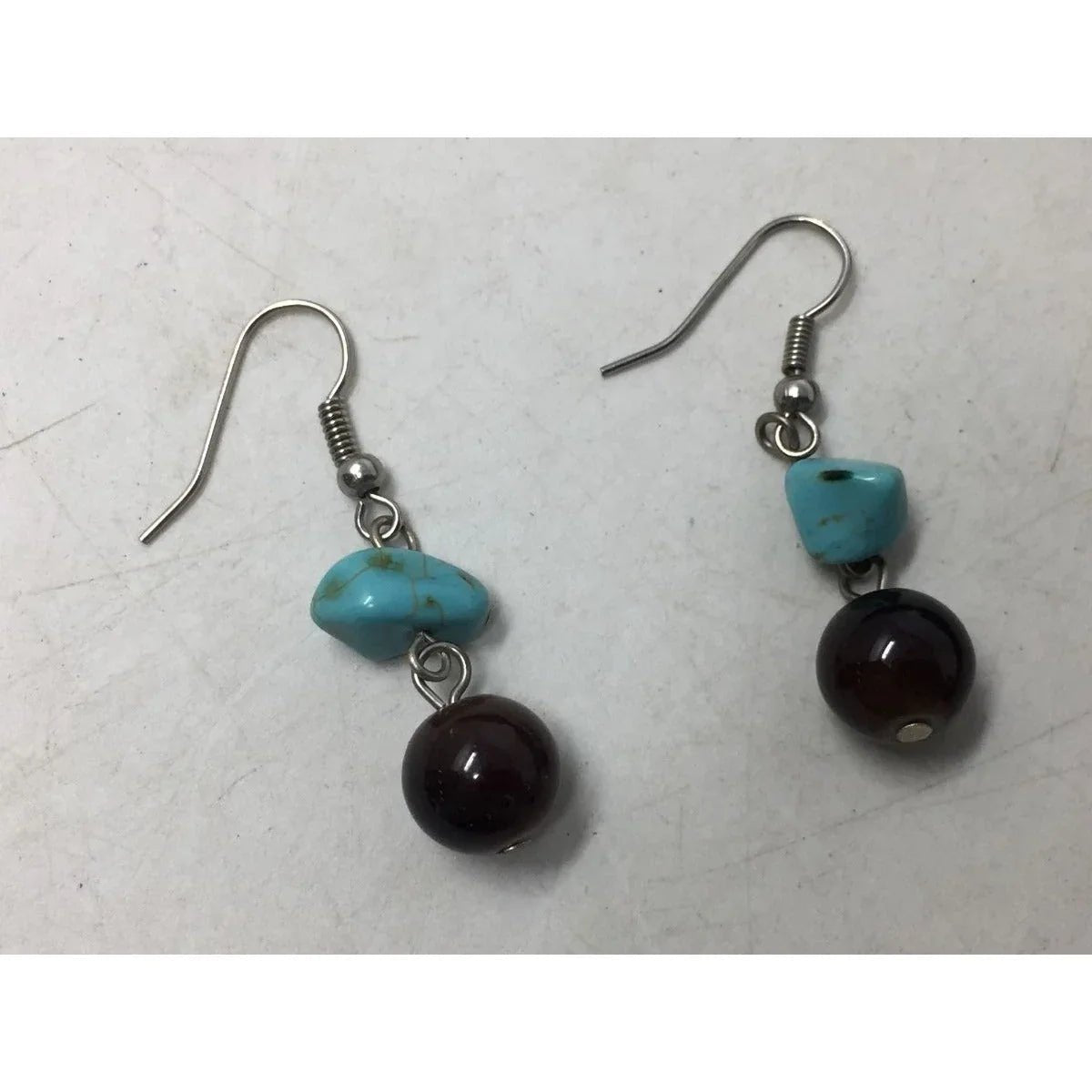 Women's Silver tone Turquoise Beaded Dangle Earrings - A+ Stuff - Earrings - A+ Stuff