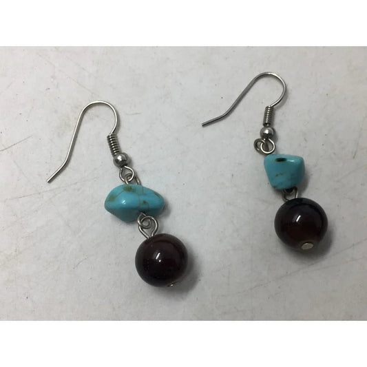 Women's Silver tone Turquoise Beaded Dangle Earrings - A+ Stuff - Earrings - A+ Stuff
