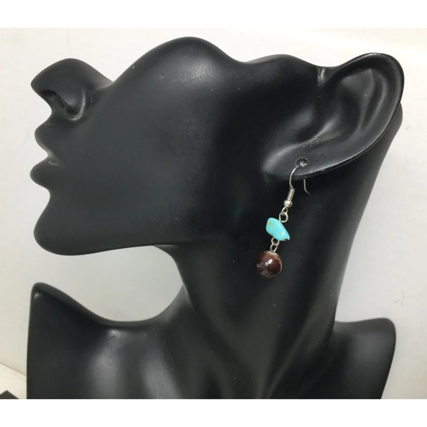 Women's Silver tone Turquoise Beaded Dangle Earrings - A+ Stuff - Earrings - A+ Stuff