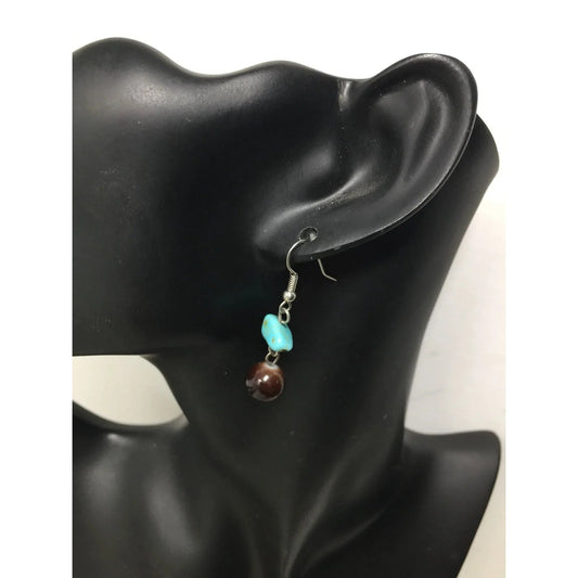 Women's Silver tone Turquoise Beaded Dangle Earrings - A+ Stuff - Earrings - A+ Stuff