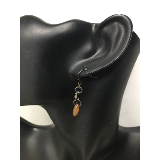 Women's Silver Tone/Brown Gemstone Dangle earrings - A+ Stuff - Earrings - A+ Stuff