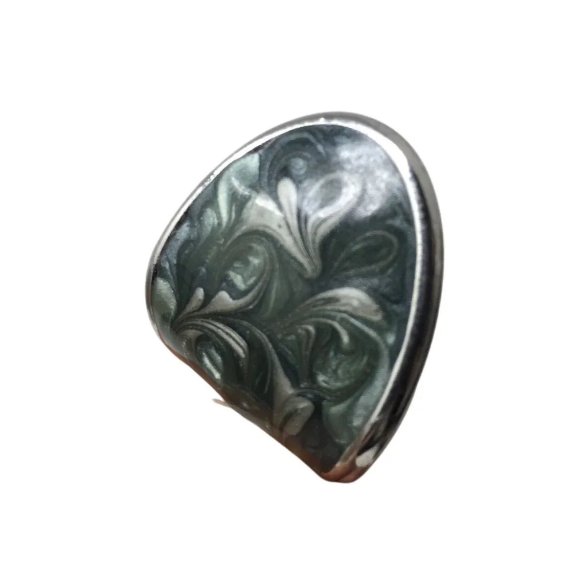 Women's Silver Toned Enamel Earrings with Green Blue Swirl Design - A+ Stuff - earrings - A+ Stuff