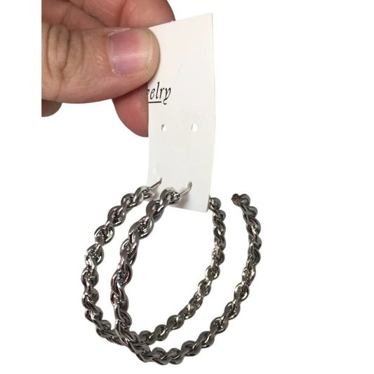 Women's Silver Toned Twisted Hoop Earrings - A+ Stuff - Earrings - A+ Stuff