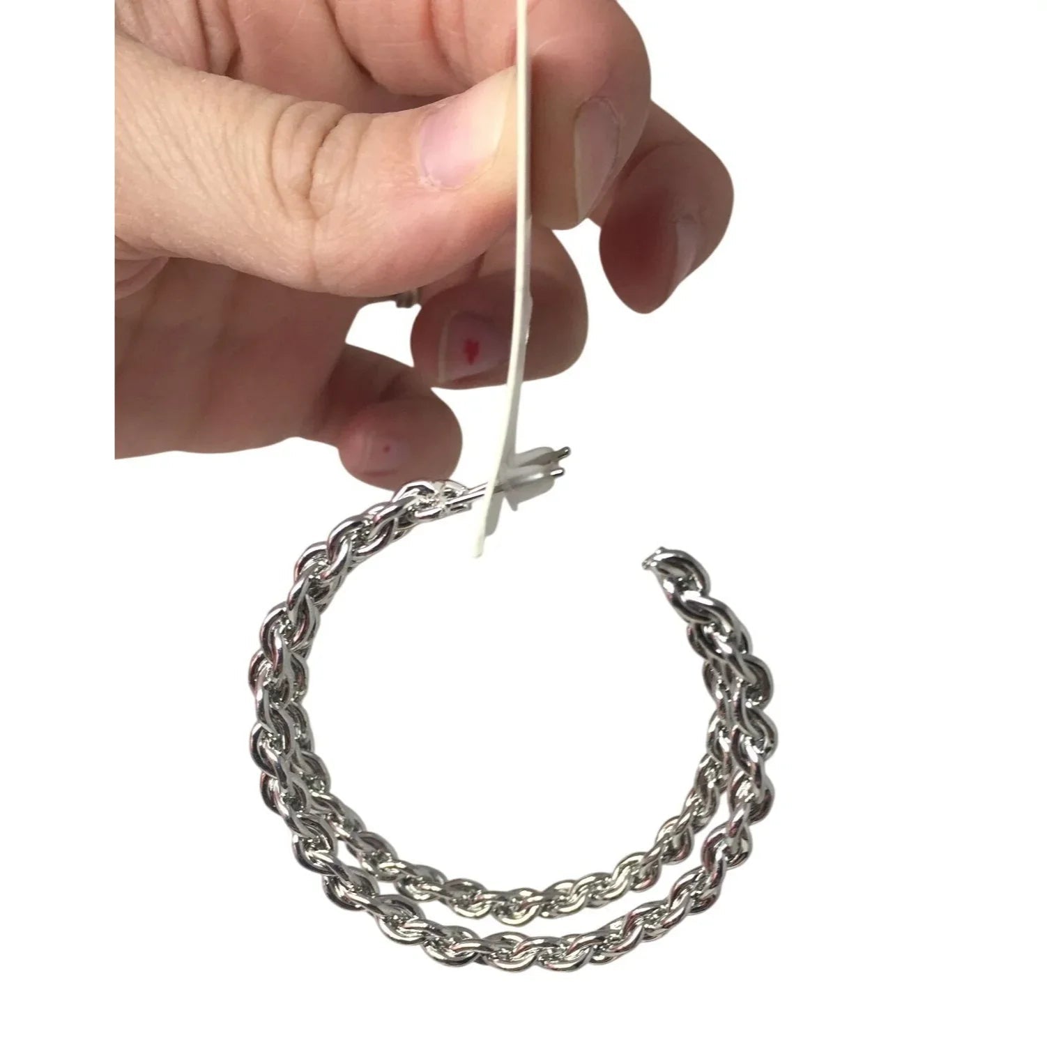 Women's Silver Toned Twisted Hoop Earrings - A+ Stuff - Earrings - A+ Stuff
