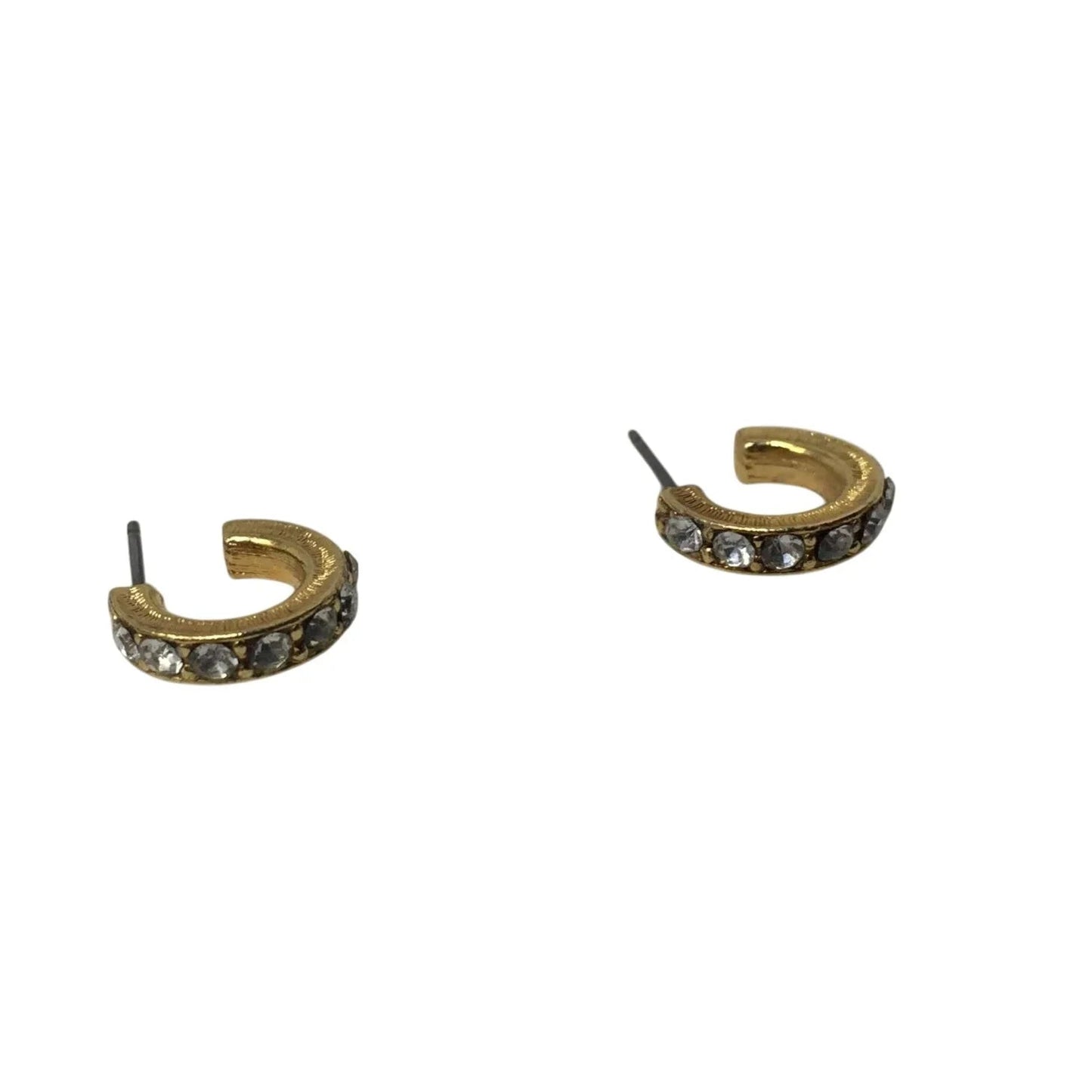 Women's Small Gold Tone Hoop Earrings with Rhinestones on them - A+ Stuff - Earrings - A+ Stuff