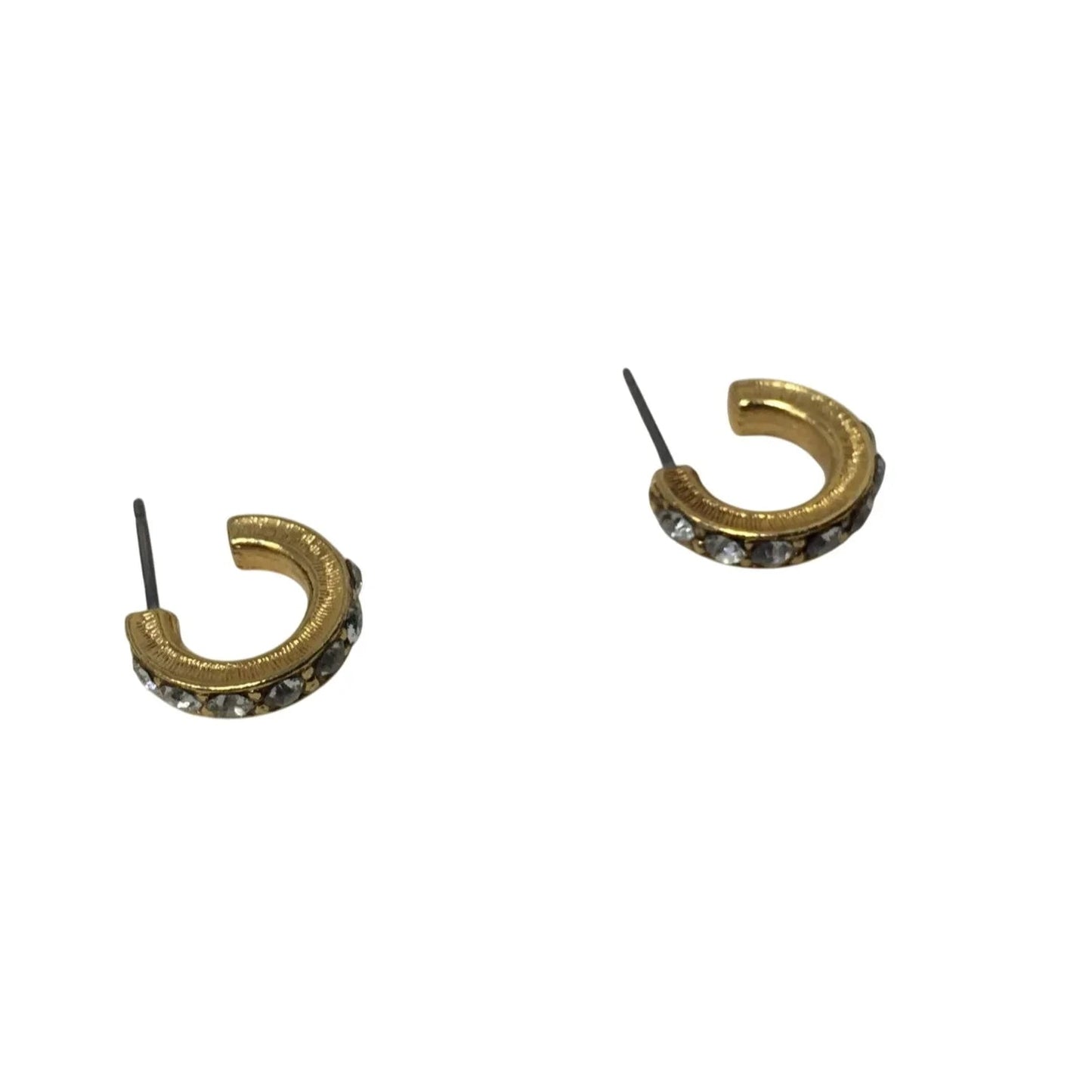 Women's Small Gold Tone Hoop Earrings with Rhinestones on them - A+ Stuff - Earrings - A+ Stuff