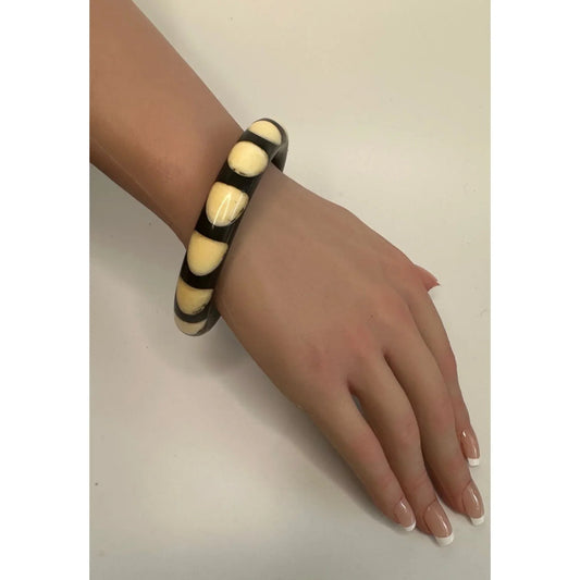 Women's Unique Black And Cream Bangle Bracelet - A+ Stuff - Bracelet - A+ Stuff
