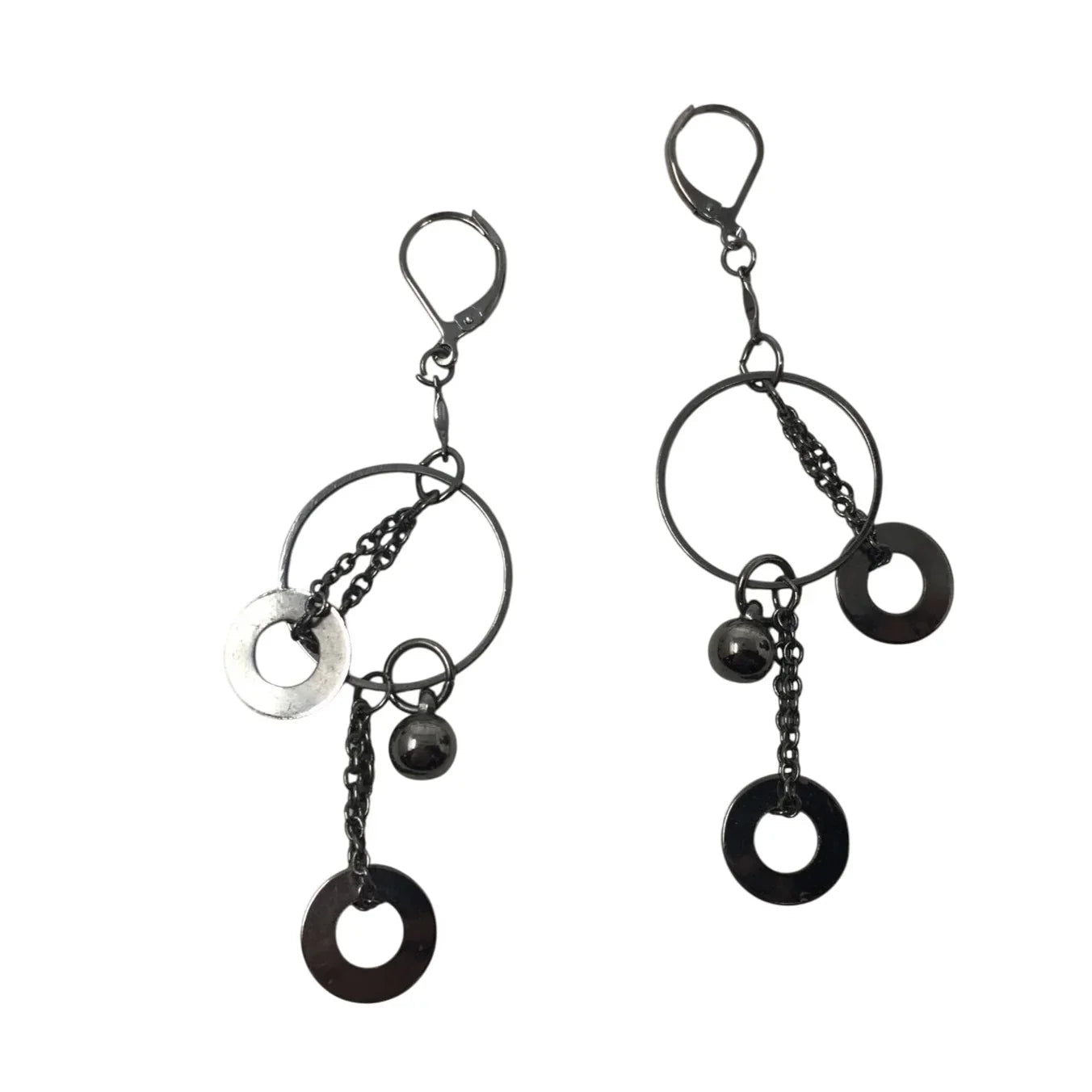 Women's Unique Silver Tone Layered Circle Dangle Earrings - A+ Stuff - Earrings - A+ Stuff
