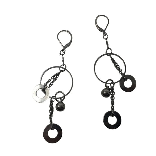 Women's Unique Silver Tone Layered Circle Dangle Earrings - A+ Stuff - Earrings - A+ Stuff