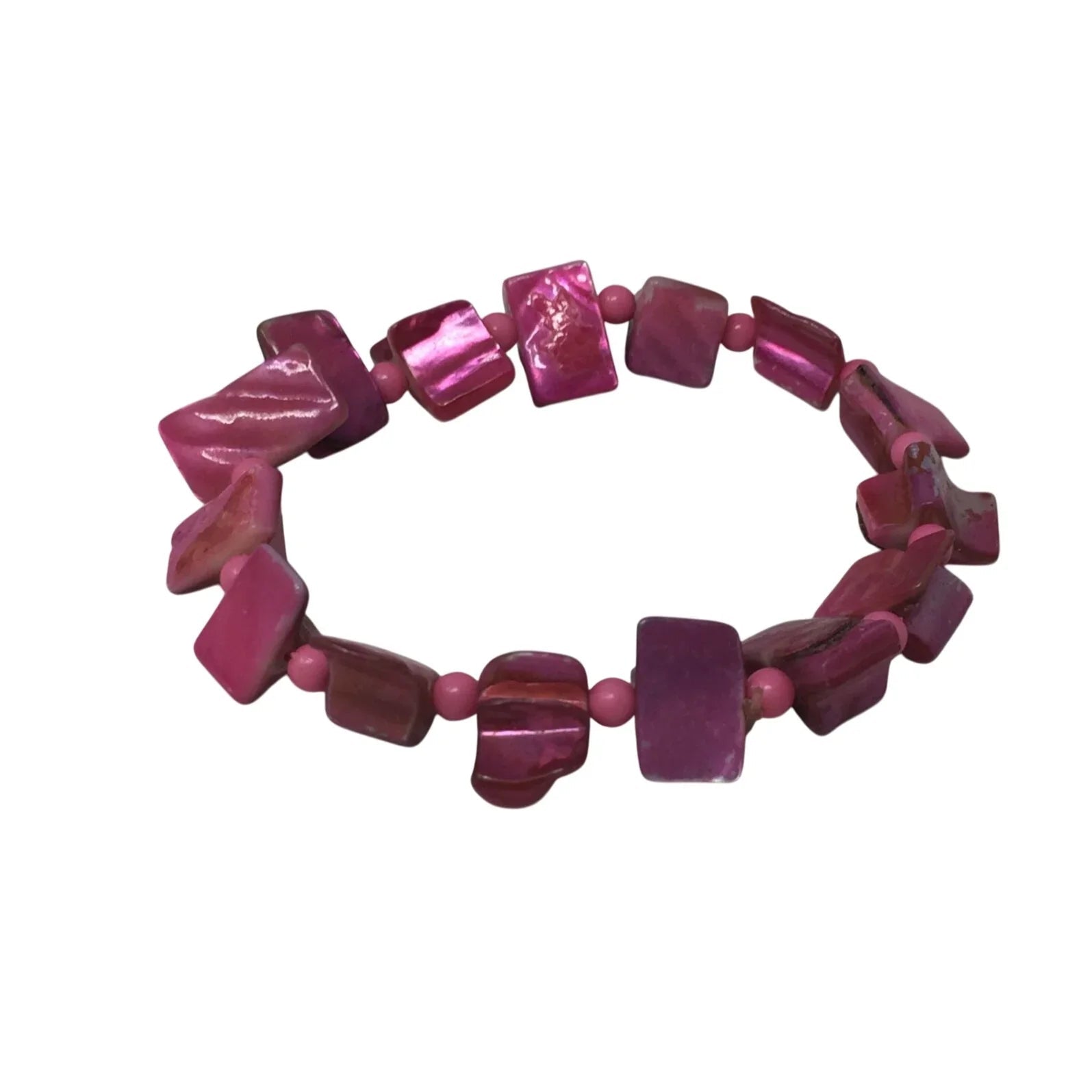 Women's Vibrant Pink Beaded Shell Stretchy Bracelet - A+ Stuff - Bracelet - A+ Stuff