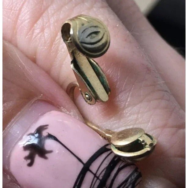 Women's Vintage Black and Gold Tone Dangle Clip on Earrings - A+ Stuff - Earrings - A+ Stuff