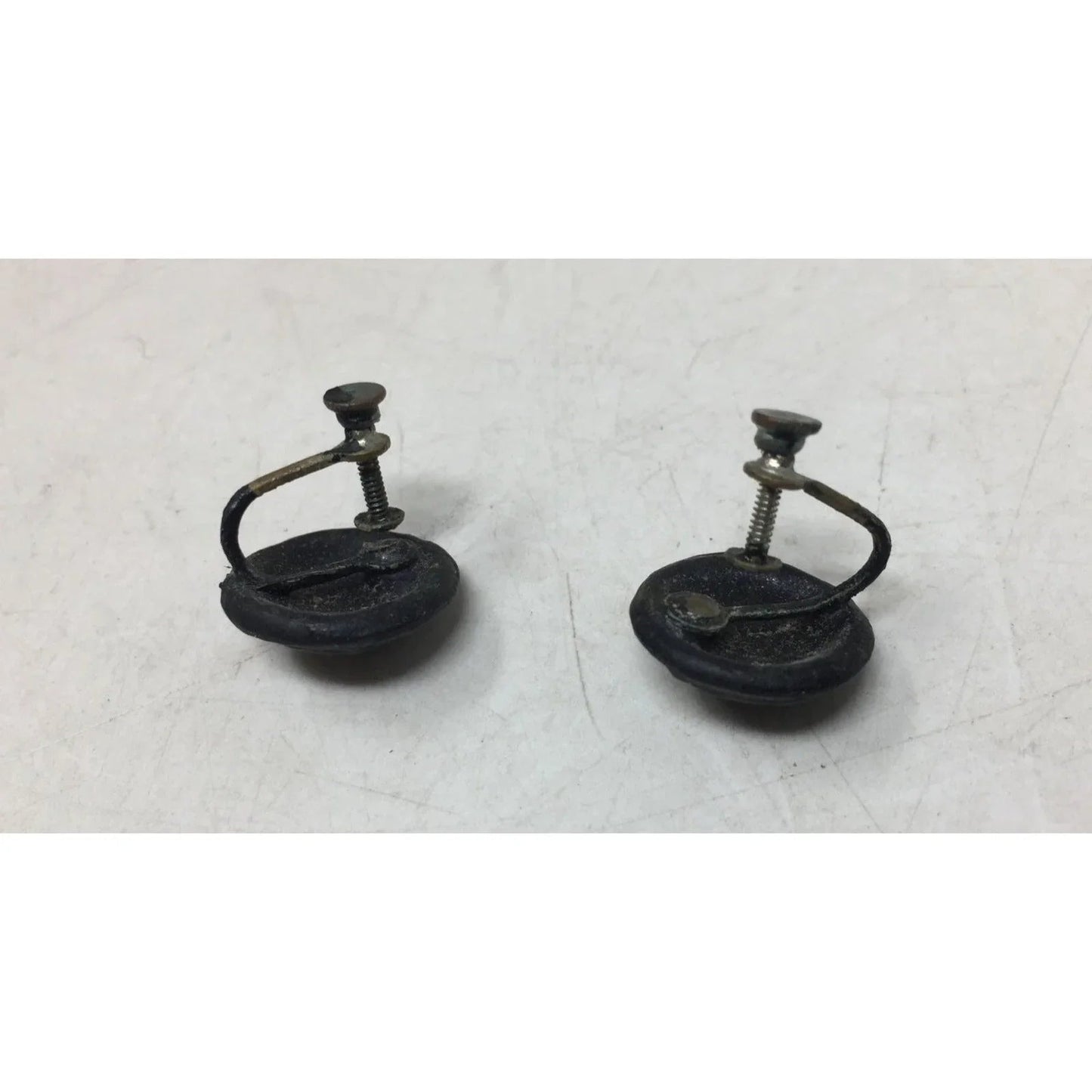Women's Vintage Black and Silver Tone Screw Back Earrings - A+ Stuff - Earrings - A+ Stuff