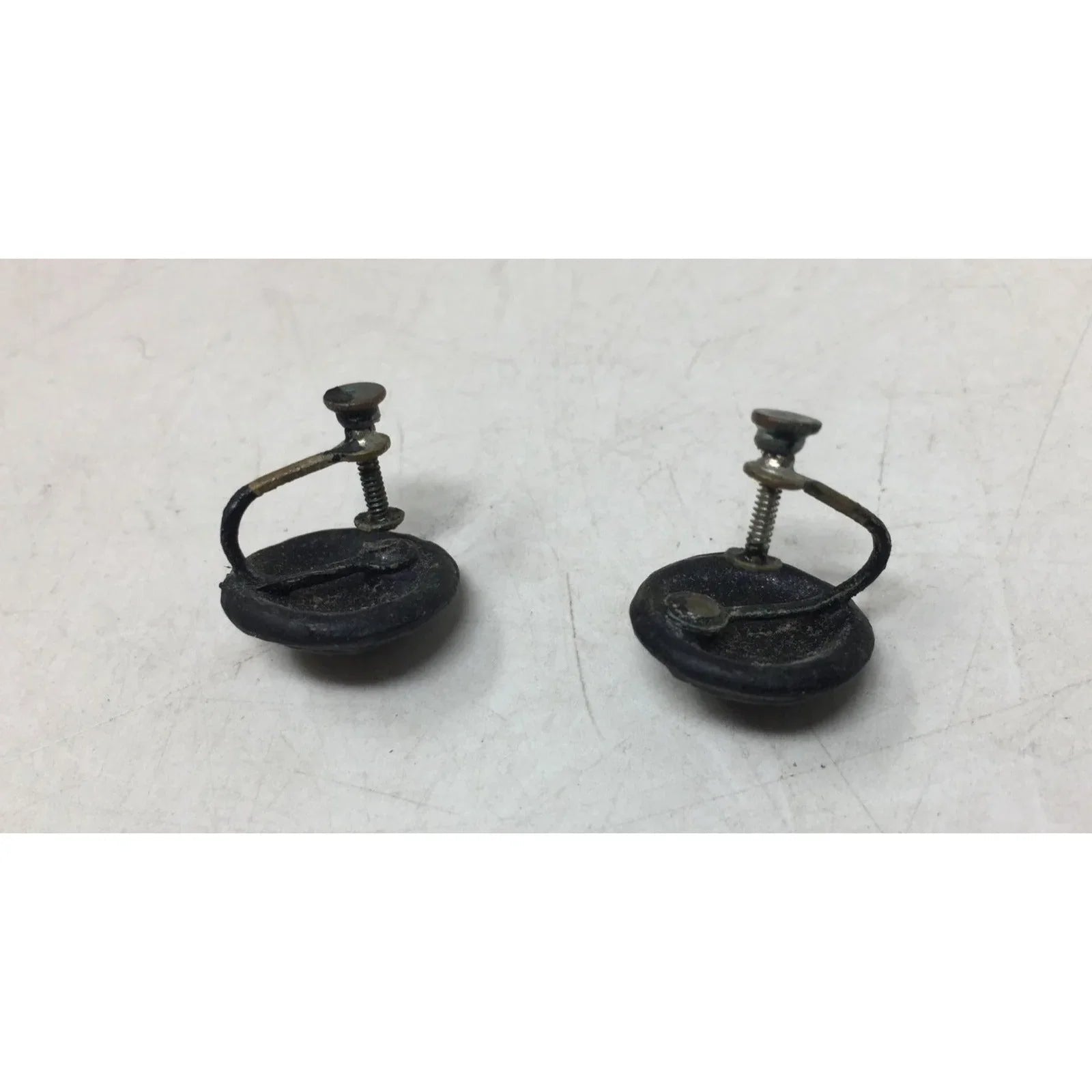 Women's Vintage Black and Silver Tone Screw Back Earrings - A+ Stuff - Earrings - A+ Stuff