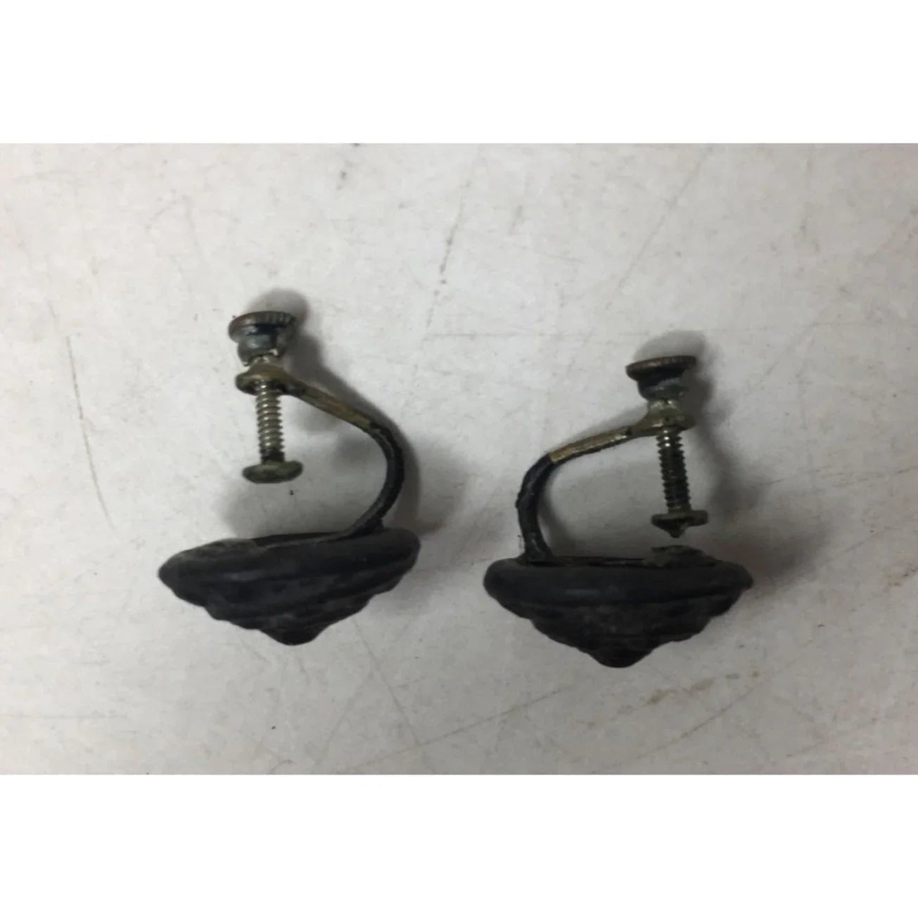 Women's Vintage Black and Silver Tone Screw Back Earrings - A+ Stuff - Earrings - A+ Stuff