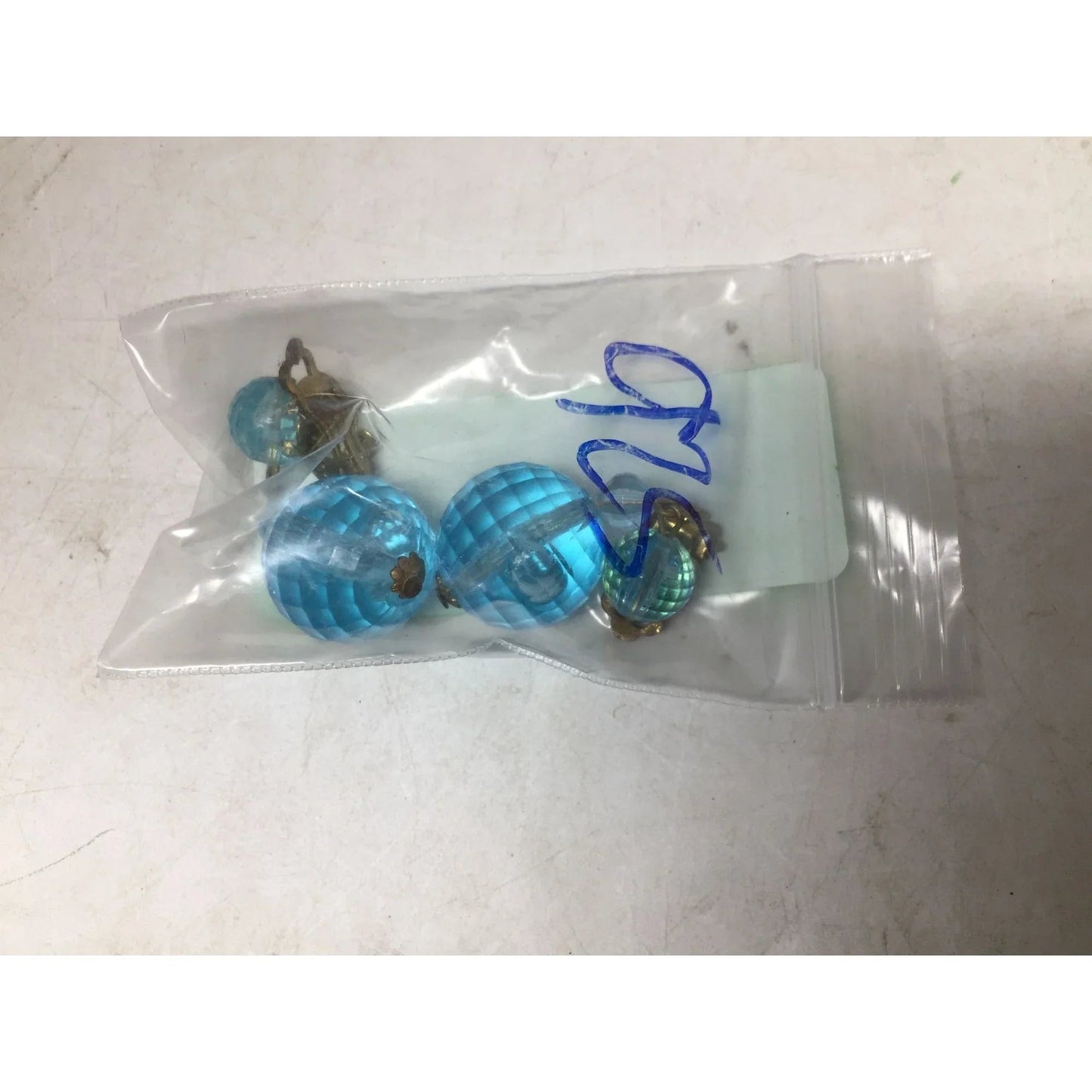 Women's Vintage Blue and Gold Tone Beaded Dangle Earrings - A+ Stuff - Earrings - A+ Stuff