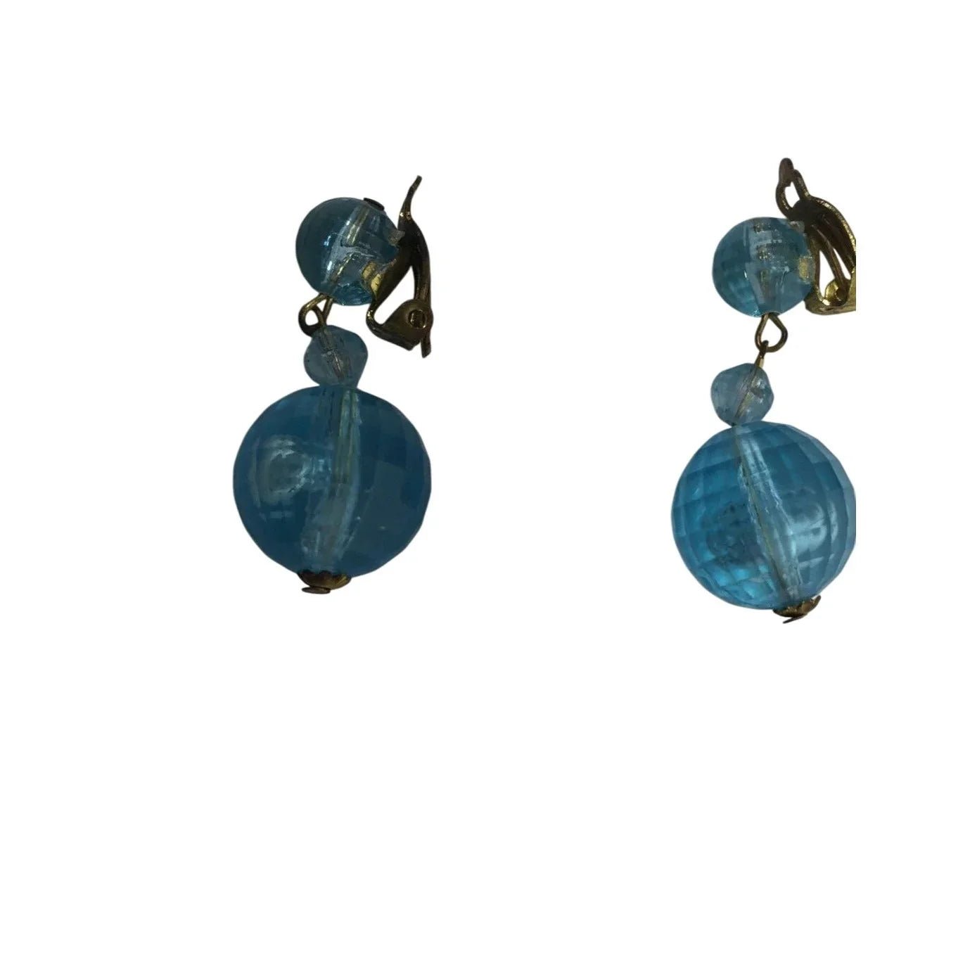 Women's Vintage Blue and Gold Tone Beaded Dangle Earrings - A+ Stuff - Earrings - A+ Stuff