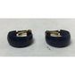 Women's Vintage Chunky Navy Blue and Gold tone Hoop Clip On Earrings - A+ Stuff - earrings - A+ Stuff