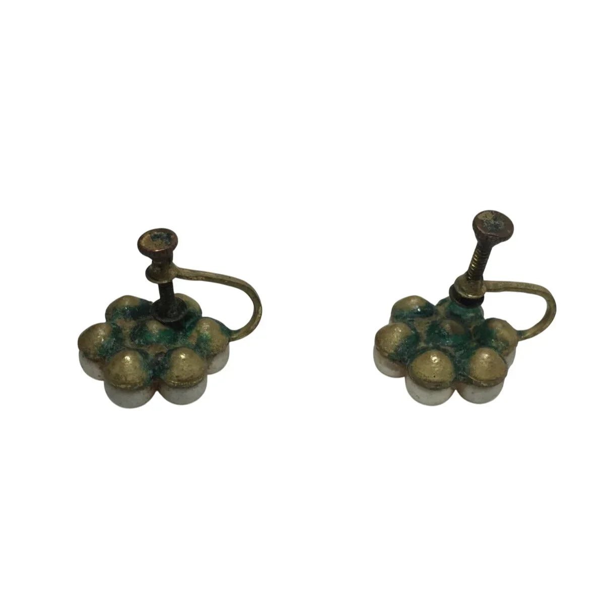 Women's Vintage Flower Shaped Cluster Screw Back Earrings - A+ Stuff - Earrings - A+ Stuff